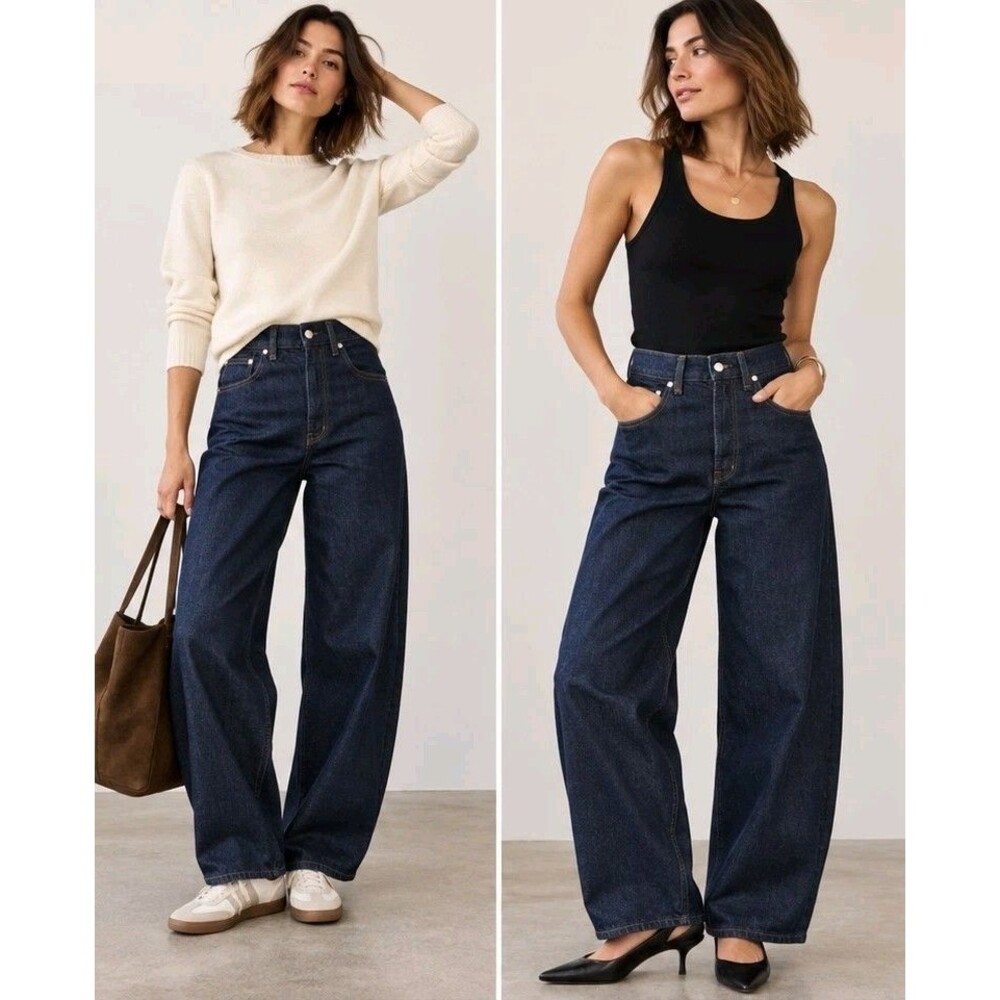 Madewell The Balloon Jean Women's 29 Dark Indigo High Rise Barrel Leg NWT